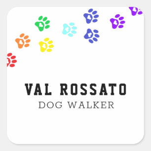 Sticker Carré Patte de chien arc-en-ciel - Garde d'animaux