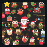 Sticker Carré Patters de Christmas<br><div class="desc">Il s'agit d'un si mignon motif de hibou de Noël rétro,  cadeau de vacances parfait pour tout amateur de hibou. Tous mes produits peuvent être customisés par vous,  alors n'hésitez pas à rendre cela encore plus mignon et personnel.</div>