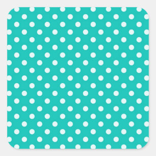 Sticker Carré Patters Teal and White Polka