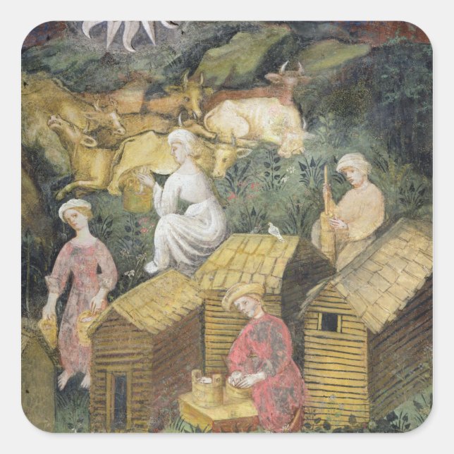 Sticker Carré Pâturages de montagne (Devant)