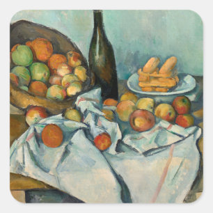 Sticker Carré Paul Cezanne Corbeille de Pommes Nature Morte Vint