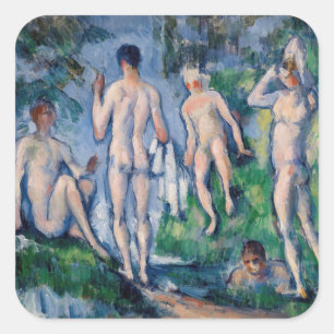 Sticker Carré Paul Cezanne - Groupe de baigneurs