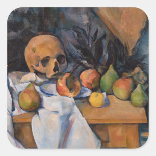 Sticker Carré Paul Cezanne - La vie morte avec le crâne