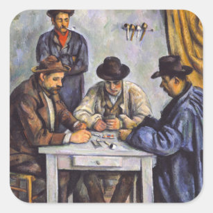 Sticker Carré Paul Cezanne - Les Joueurs De Cartes