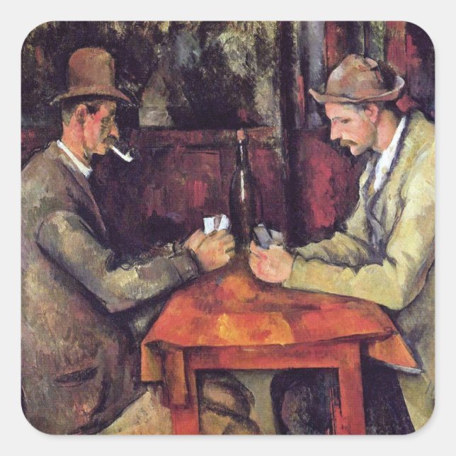 Sticker Carré Paul Cezanne - Les Joueurs De Cartes Peinture D'Ar (Devant)