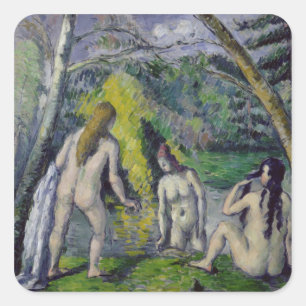 Sticker Carré Paul Cezanne les trois baigneurs, c.1879-82
