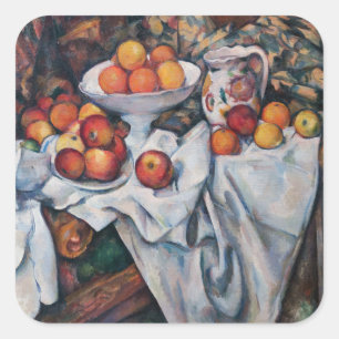 Sticker Carré Paul Cezanne - Nature morte, pommes et oranges