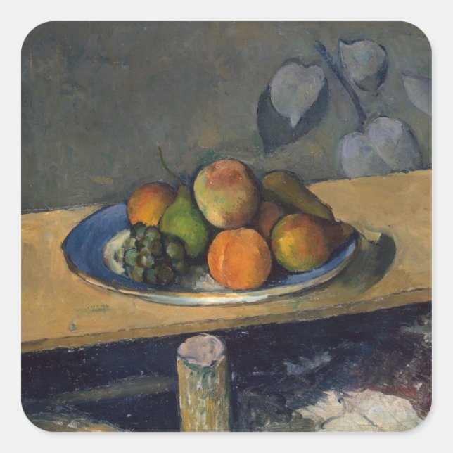 Sticker Carré Paul Cezanne | Pommes, poires et raisins, c.1879 (Devant)