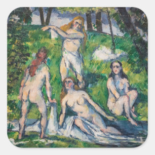 Sticker Carré Paul Cezanne - Quatre baigneuses