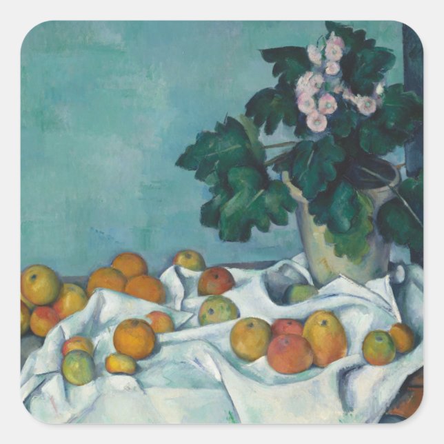 Sticker Carré Paul Cezanne | Vie morte avec des pommes et un pot (Devant)
