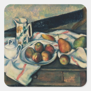 Sticker Carré Paul Cezanne Vie morte des pêches et des poires,