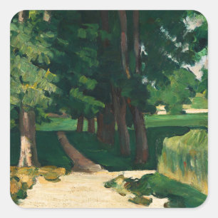 Sticker Carré Paul Cézanne's The Avenue, Green Trees Classic