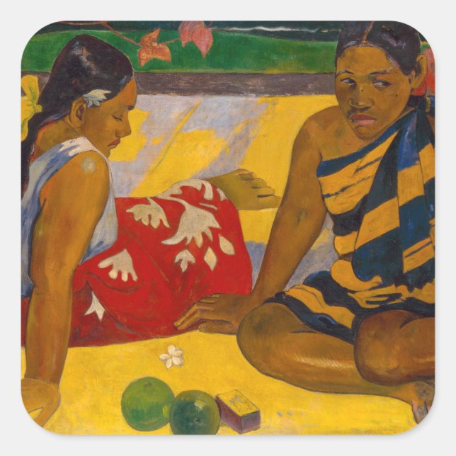 Sticker Carré Paul Gauguin - Femmes tahitiennes / Parau Api (Devant)