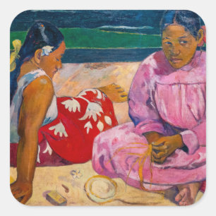 Sticker Carré Paul Gauguin - Femmes tahitiennes sur la plage