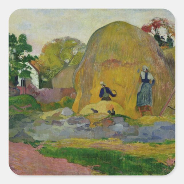 Sticker Carré Paul Gauguin | Jaune Haystacks ou Golden Harvest (Devant)