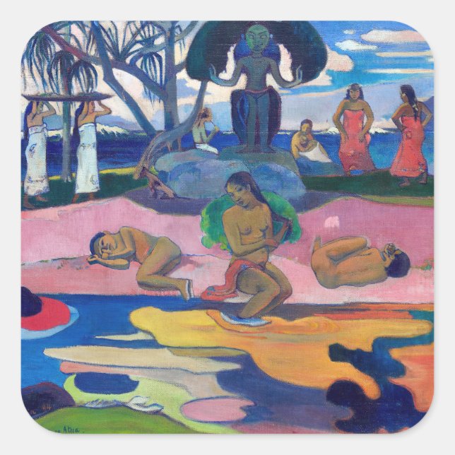 Sticker Carré Paul Gauguin - Jour du Dieu / Mahana no atua (Devant)