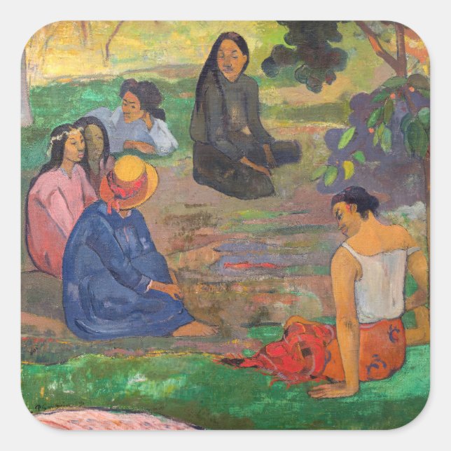 Sticker Carré Paul Gauguin - La Conversation / Les Parau Parau (Devant)