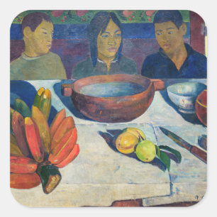 Sticker Carré Paul Gauguin - Le Repas / Les Bananes