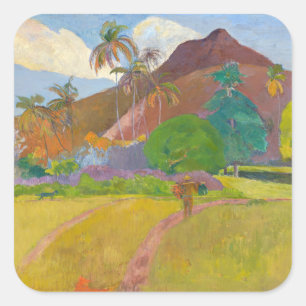 Sticker Carré Paul Gauguin - Paysage tahitien