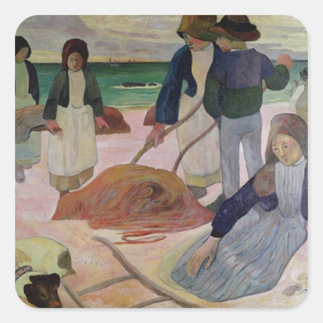 Sticker Carré Paul Gauguin | Rassembleurs d'algues, 1889 (Devant)