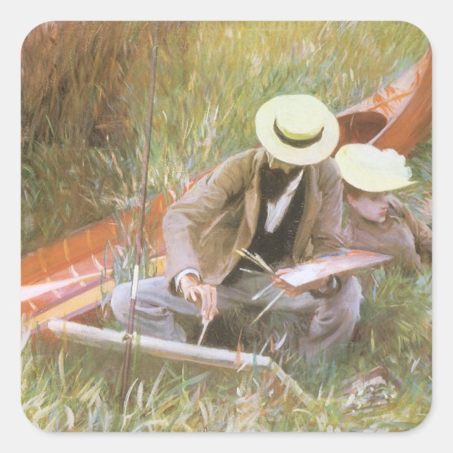 Sticker Carré Paul Helleu Sketting with His Wife par JS Sargent (Devant)