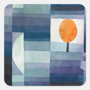 Sticker Carré Paul Klee Messager de l'automne Bleu Moderne Abstr