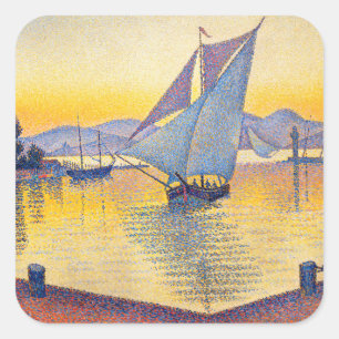 Sticker Carré Paul Signac - Le Port au coucher du soleil, Opus 2