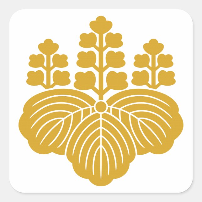 Sticker Carré Paulownia avec 5&7 fleurs (Devant)