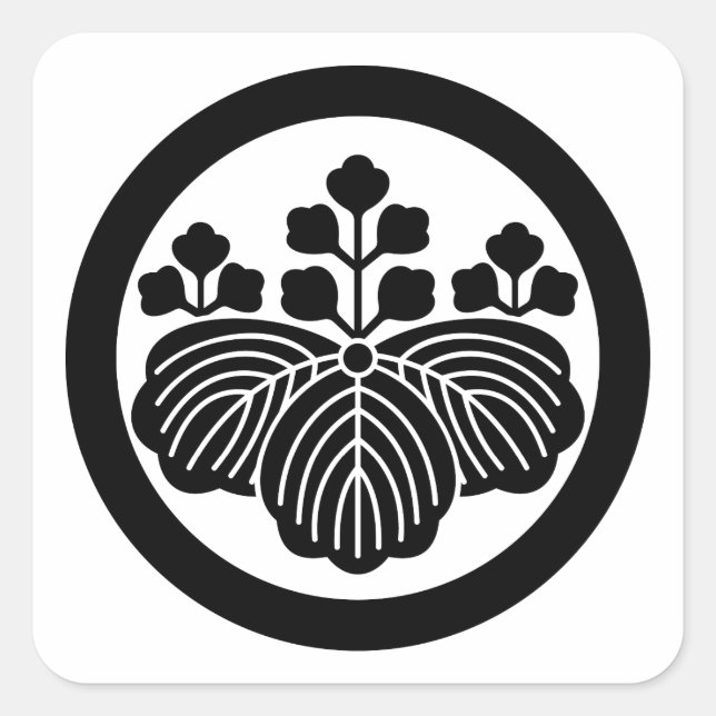 Sticker Carré Paulownia with 5&3 blooms in circle (Devant)