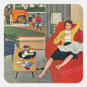 Sticker Carré Pause café du matin