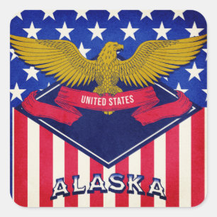 Sticker Carré Pavillon Alaska USA