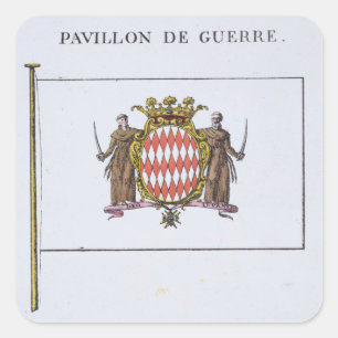 Sticker Carré Pavillon de Guerre, détail des drapeaux du Monaco