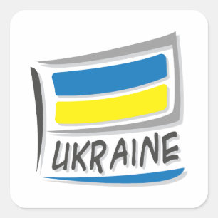 Sticker Carré Pavillon Ukraine Pride X