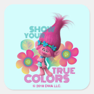 Sticker Carré Pavot des trolls   - montrez vos couleurs vraies