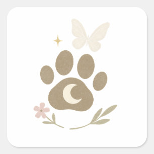 Sticker Carré Paw Mémorial avec Lune & Papillon - Sympathie