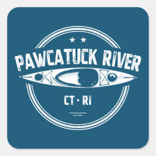 Sticker Carré Pawcatuck River Connecticut Rhode Island Kayak