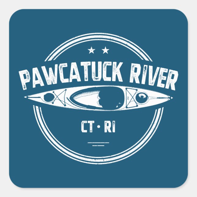 Sticker Carré Pawcatuck River Connecticut Rhode Island Kayak (Devant)