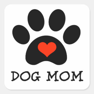 Sticker Carré Pawprint Chien Maman