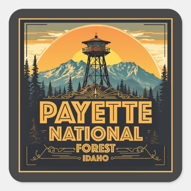 Sticker Carré Payette Forêt Nationale Idaho (Devant)