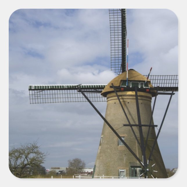 Sticker Carré Pays-Bas (aussi appelé Hollande), Kinderdijk. 19 (Devant)