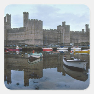 Sticker Carré Pays de Galles, château de Caernarfon, un des