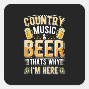 Sticker Carré Pays de musique country pour buveur de bière Anniv