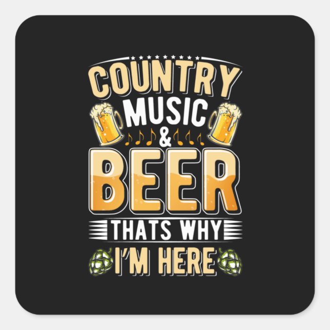 Sticker Carré Pays de musique country pour buveurs de bière Anni (Devant)