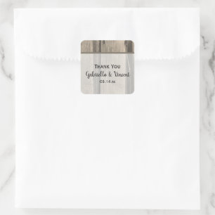 Sticker Carré Pays Grange Mariage bois Merci Favoriser balise