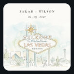 Sticker Carré Paysage aquarelle de mariage à Las Vegas Nevada<br><div class="desc">Collection de mariage paysage de Las Vegas Nevada. Si vous avez besoin d'une personnalisation supplémentaire,  n'hésitez pas à m'envoyer un e-mail à yellowfebstudio@gmail.com ou à envoyer un message via Zazzle.</div>