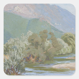 Sticker Carré Paysage Art nouveau saisissant de la rivière Anien