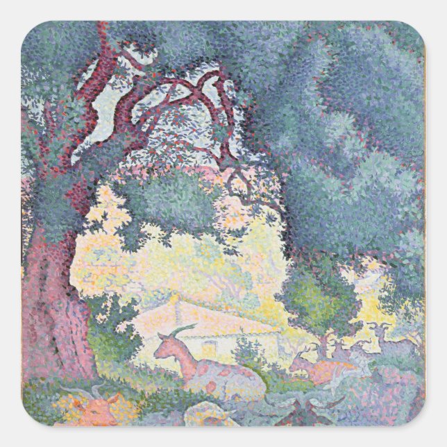 Sticker Carré Paysage avec chèvres, 1895 (Devant)