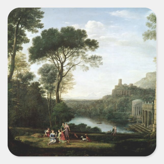 Sticker Carré Paysage avec la Nymph Egeria (Devant)