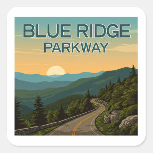 Sticker Carré Paysage de Blue Ridge Parkway