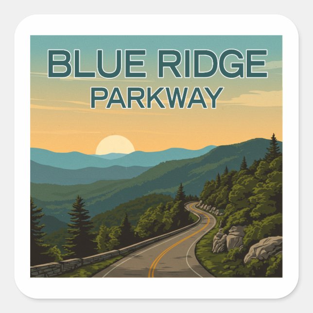 Sticker Carré Paysage de Blue Ridge Parkway (Devant)
